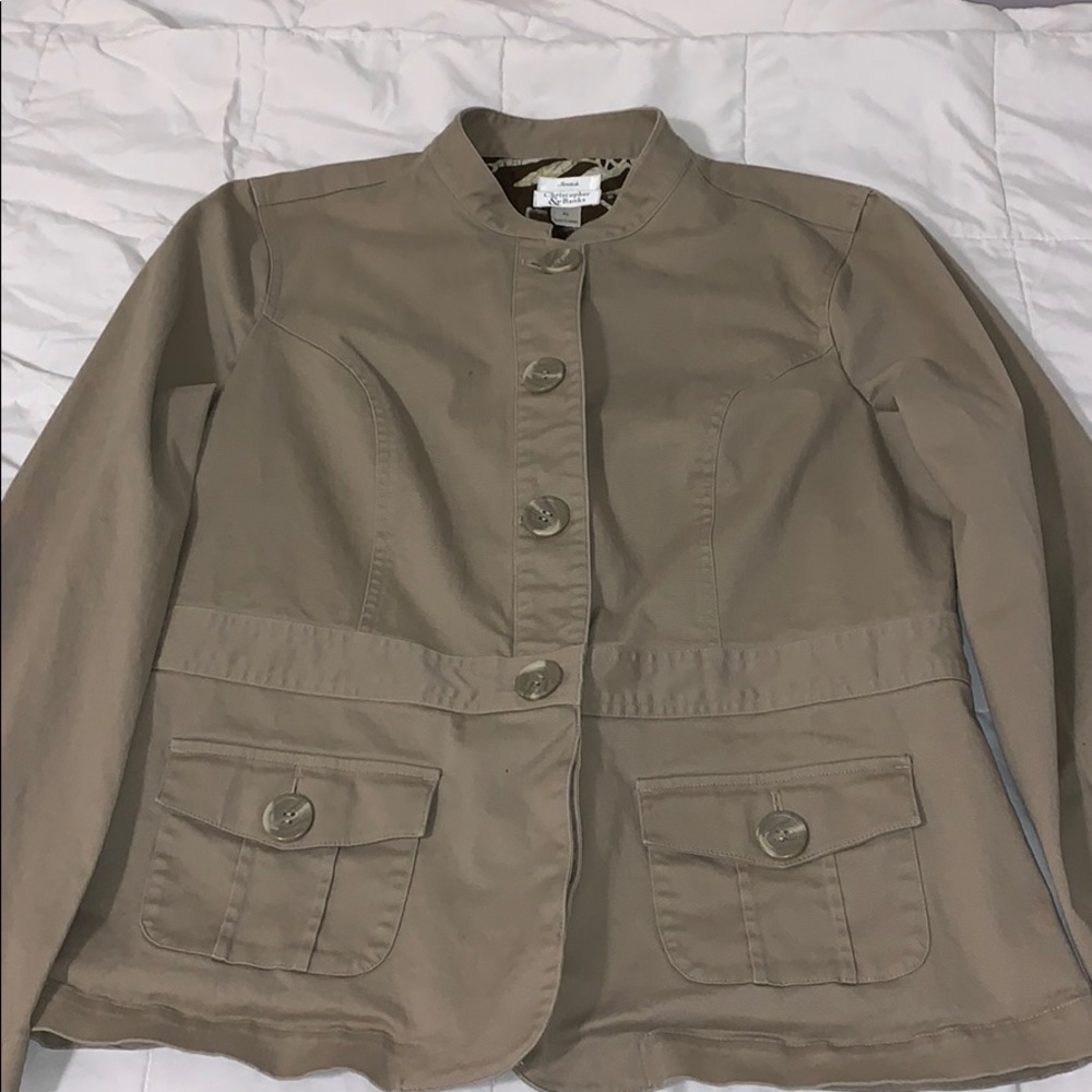 Christopher & Banks Tan Button-Front Utility Jacket